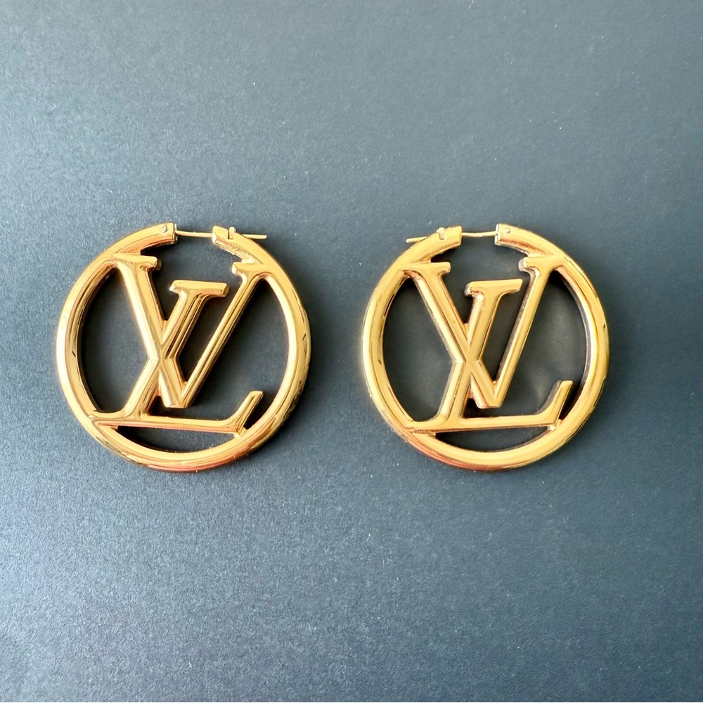 Authentic Louis Vuitton 2” Gold Earrings - Picture 2 of 11